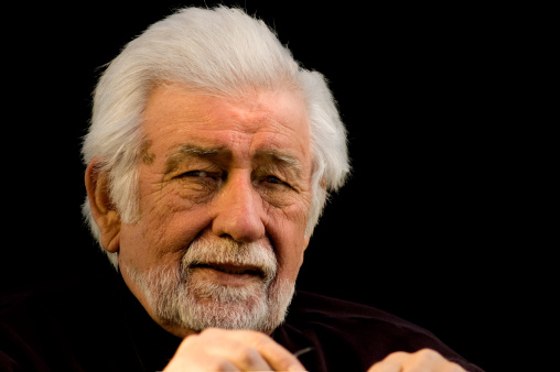 Man gazes intensely at something 