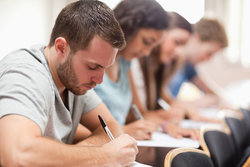 Students take a translation test
